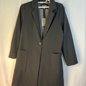One by Chapter One Women’s Black Pinstrip Long Blazer